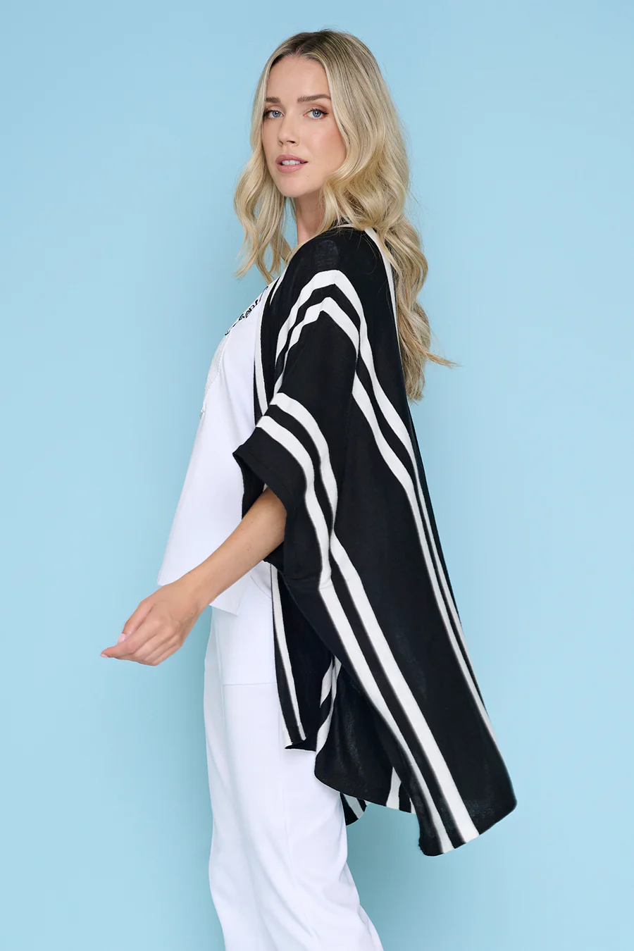 Black and White Striped Poncho