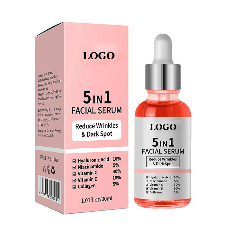 OEM Custom Private Label Face Skin Care Anti Wrinkle Remove Spots 5 in 1 Facial Serum