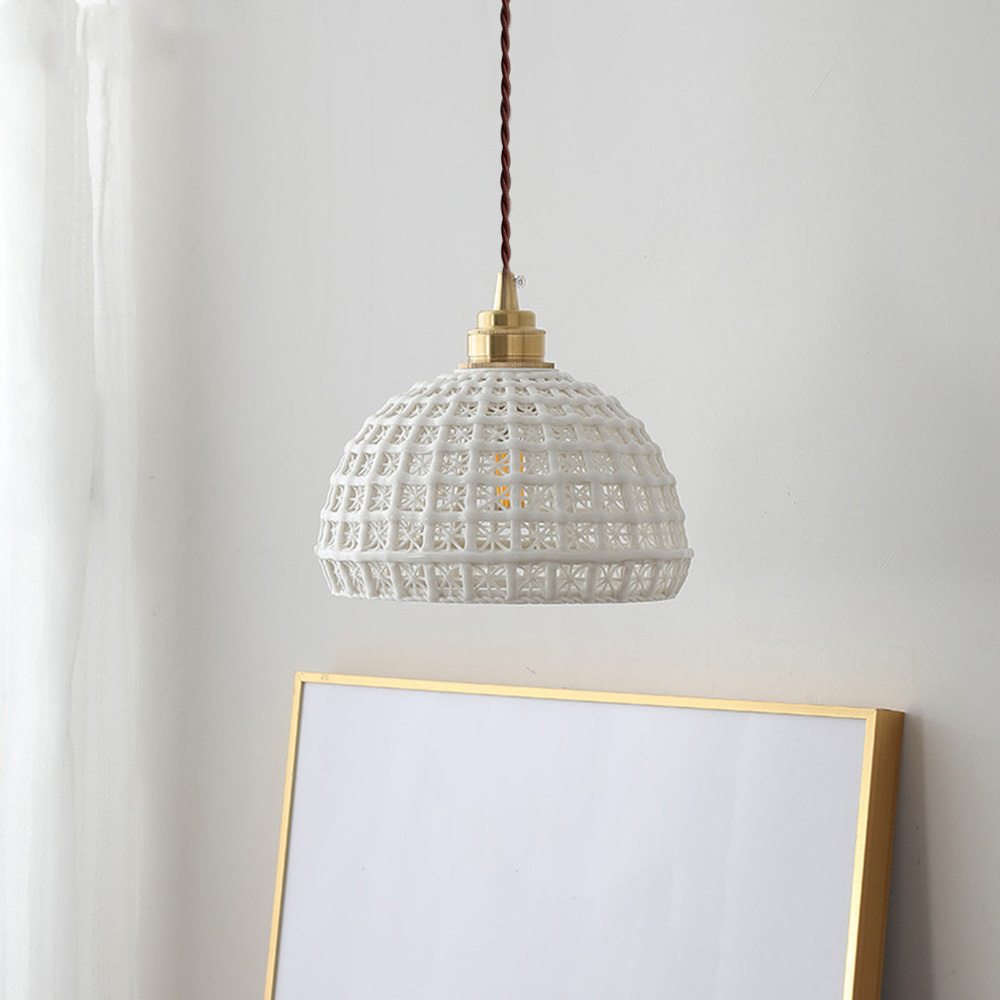 Grid Ceramic Copper Dining Room Pendant Light