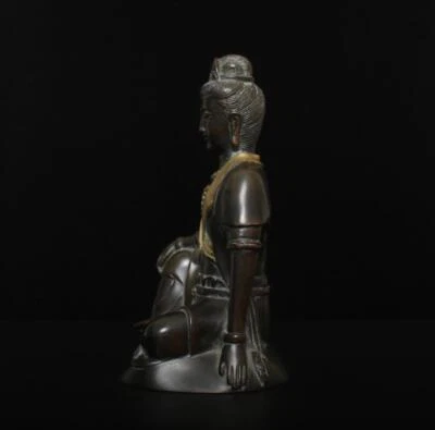 24CM Antique Chinese Bronze Statue Guanyin Buddha