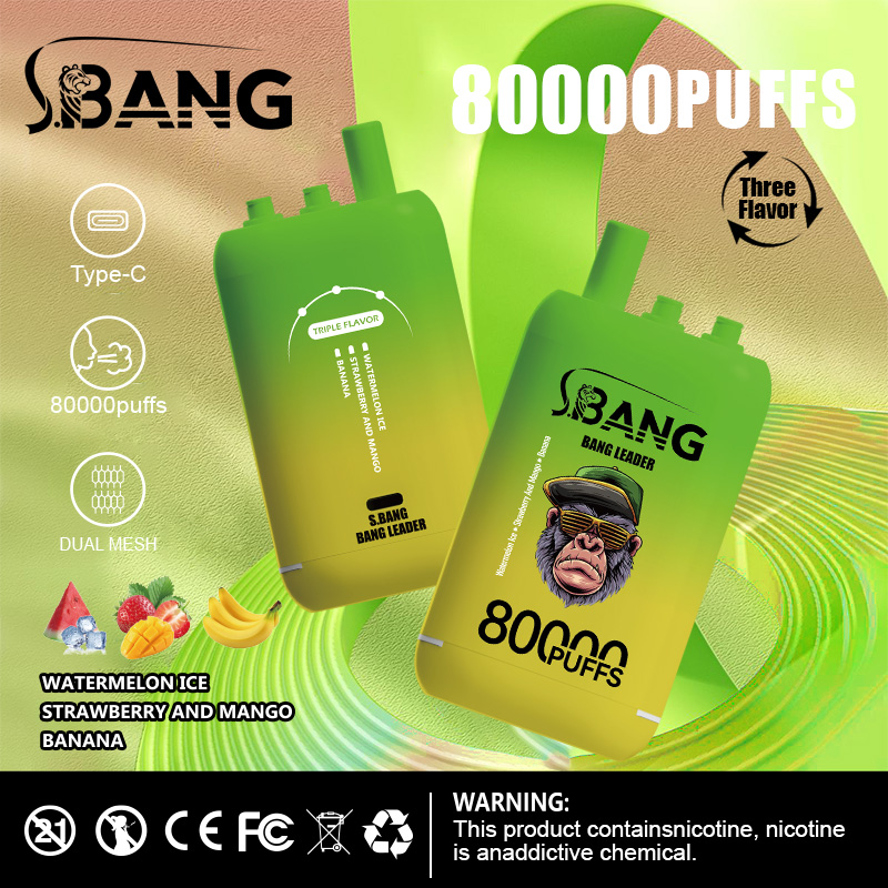 [Minimum order of two]Bang Leader 80K Puffs 3-in-1 Vape | 3 Adjustable Flavors,  Rechargeable
