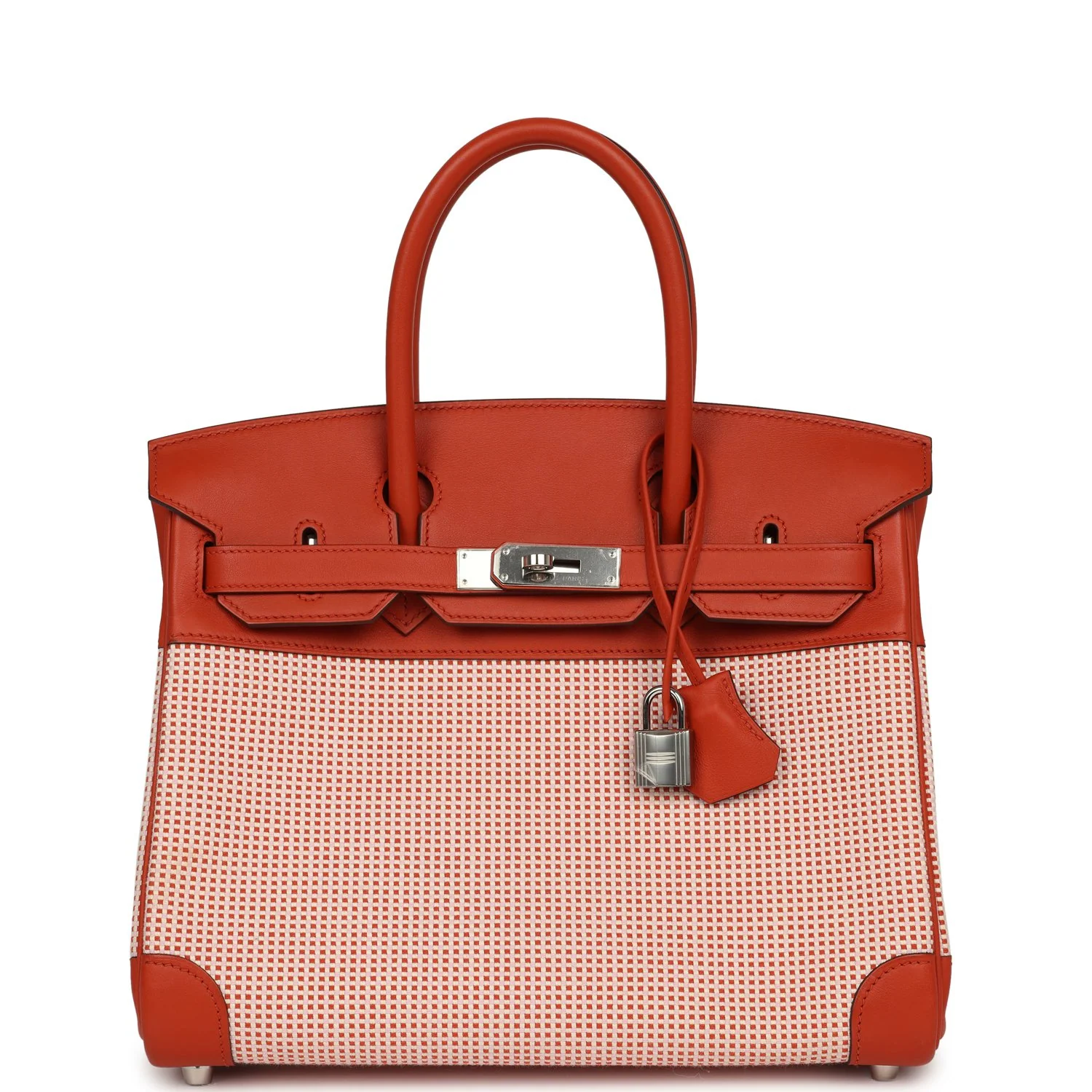 HERMÈS Quadrille Birkin 30 Terre Battue, Brique, Mauve Pale, Ecru Swift