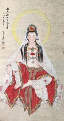 Zhang Daqian Signed Chinese Hand Painted Calligraphy Scroll w/Buddha N1971