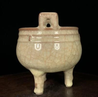 Old Chinese Song Guan Yao Guan Kiln Incense Burner w/ear CK557