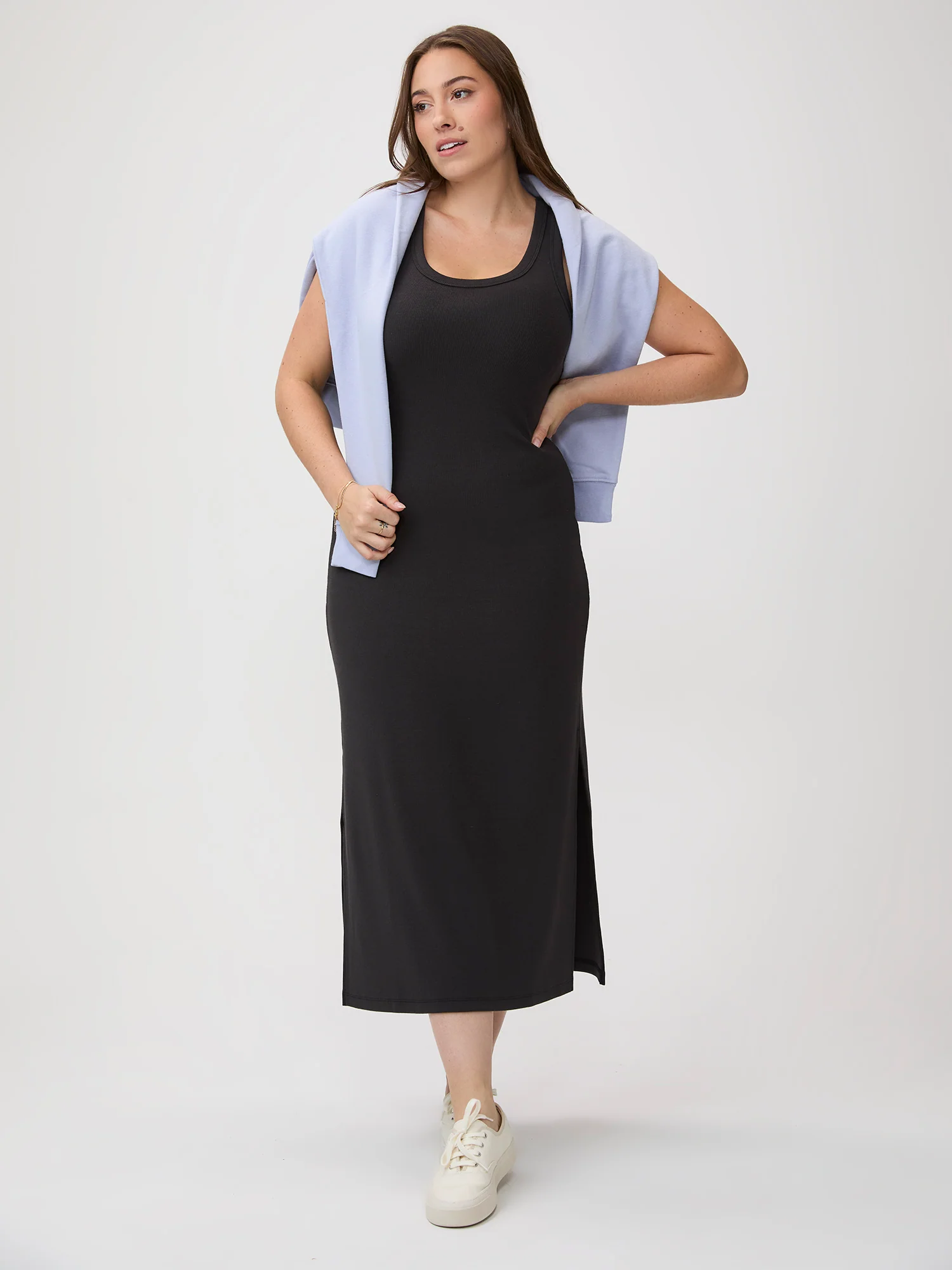 Black Ribbed Tank Dress