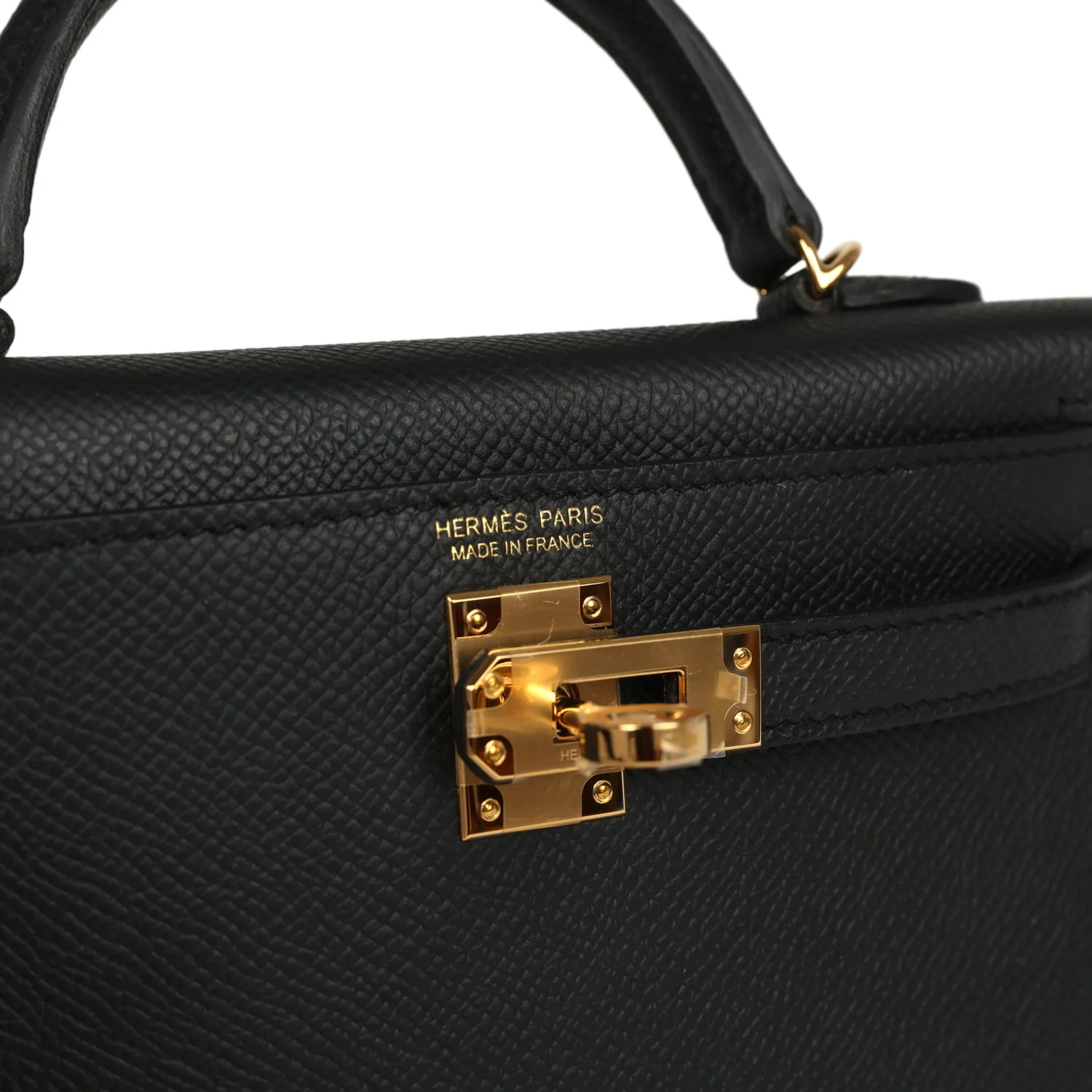 Hermes Kelly Sellier 20 Black Epsom Gold Hardware