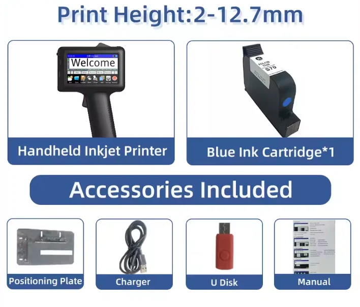 Handheld Inkjet Production Printer Intelligent Coding Machine Production Date Price Tag Number Digital Graphics logo
