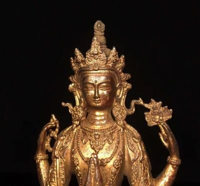 21CM Old Chinese Bronze Statue Buddha N1712