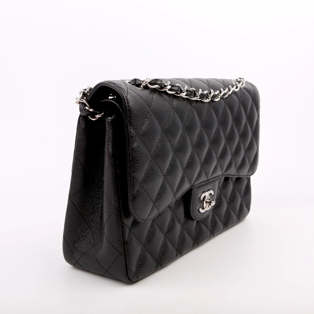 CHANEL Classic Flap Jumbo Caviar 25M Black/Silver
