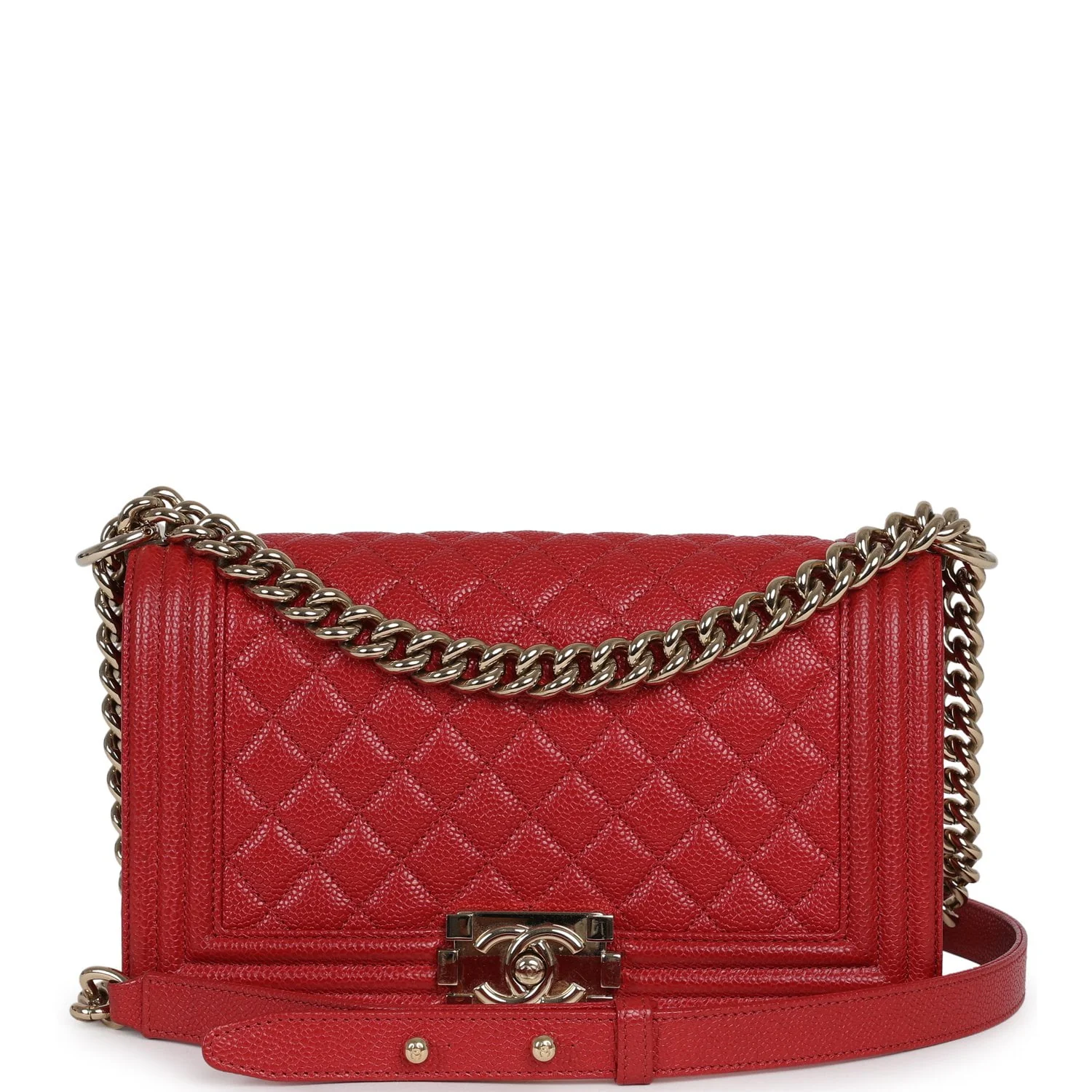 Chanel Medium Boy Bag Red Caviar Gold Hardware