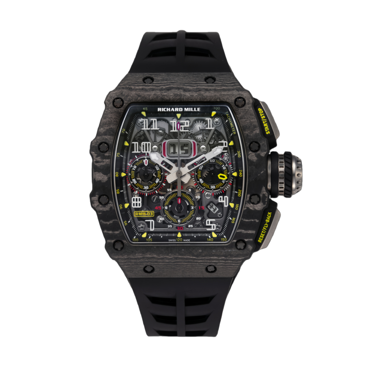 【7A Quality】Richard Mille RM11-03 Carbon Automatic Flyback Chronograph Black