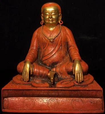 19CM Old Chinese Bronze Gilding Statue Buddha CK596