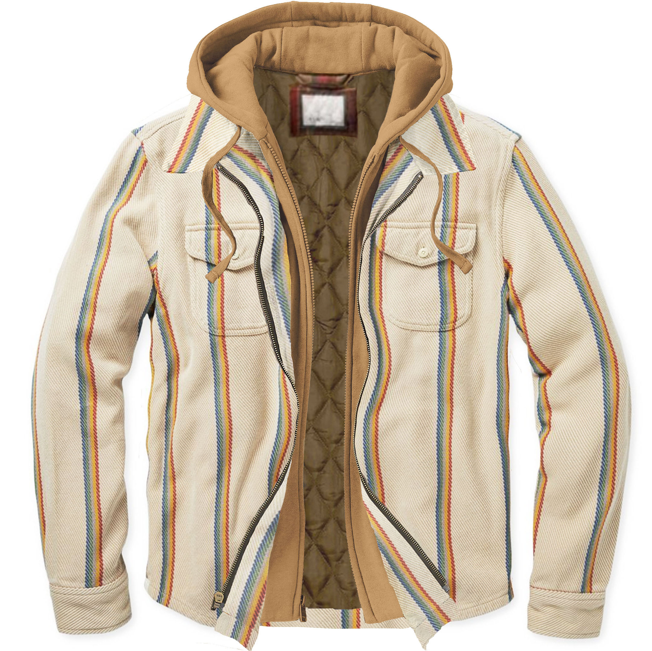 Men's Autumn & Winter Casual Vertical Pattern Hooded Fake Two Casual Jackets