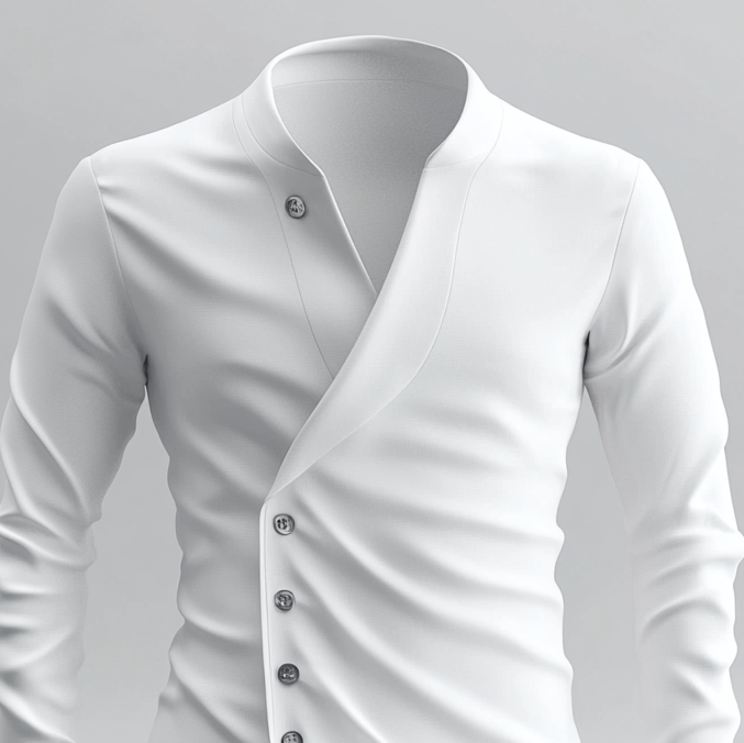 Men's Solid Lapel Collar Slant Button Long Sleeve Shirt