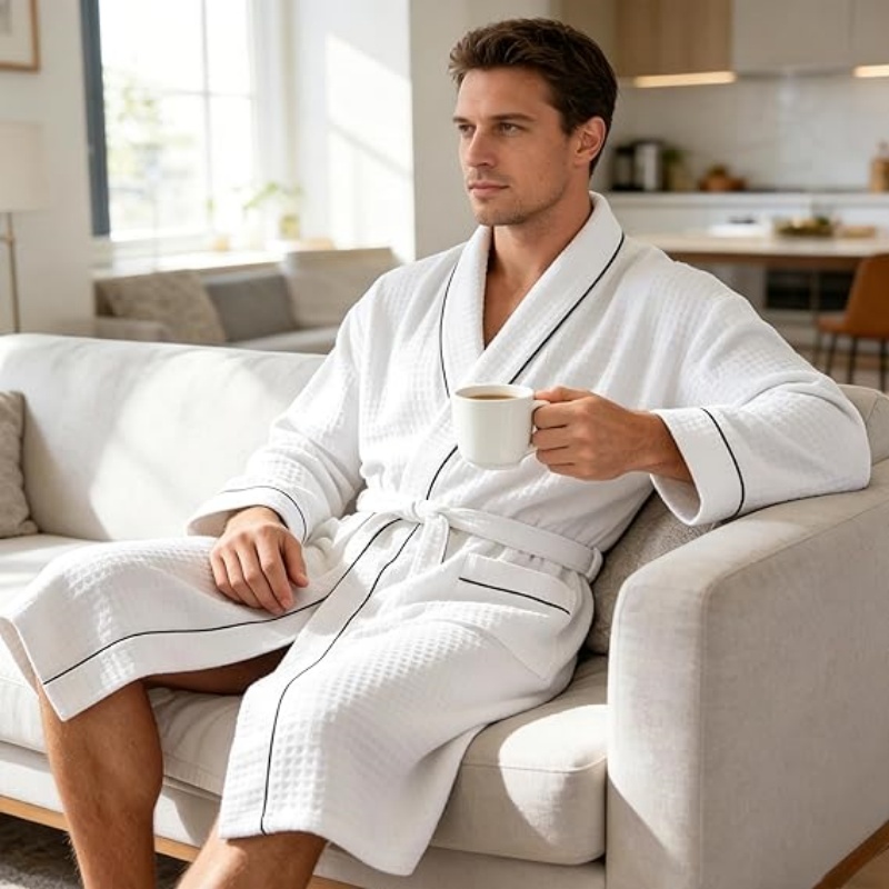 Men's Cotton Waffle Kimono Robe