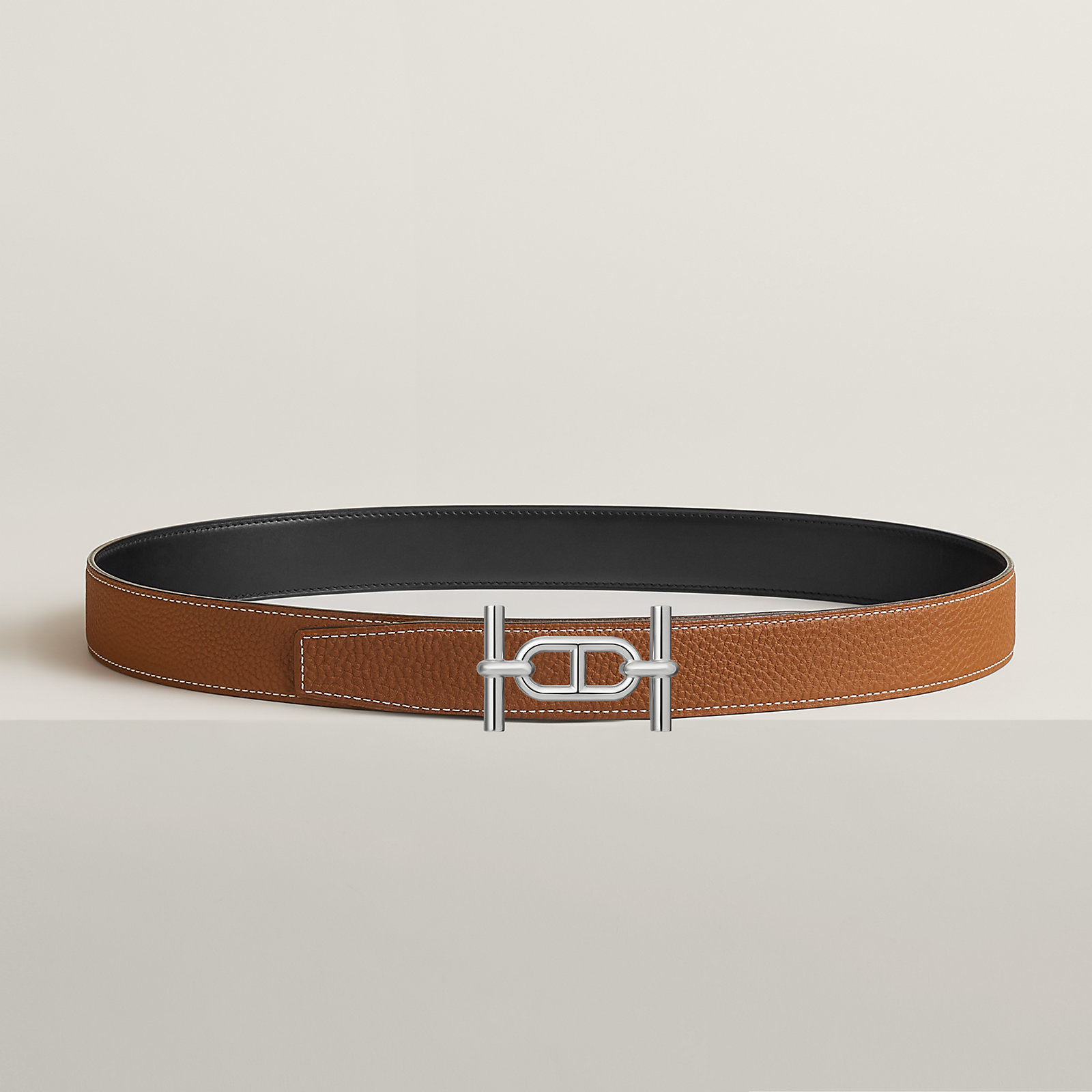 Ancre belt buckle & Reversible leather strap 32 mm