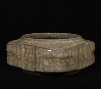 Qianlong Signed Old Chinese Ru Yao Ru Kiln Brush Washer w/poem N2957