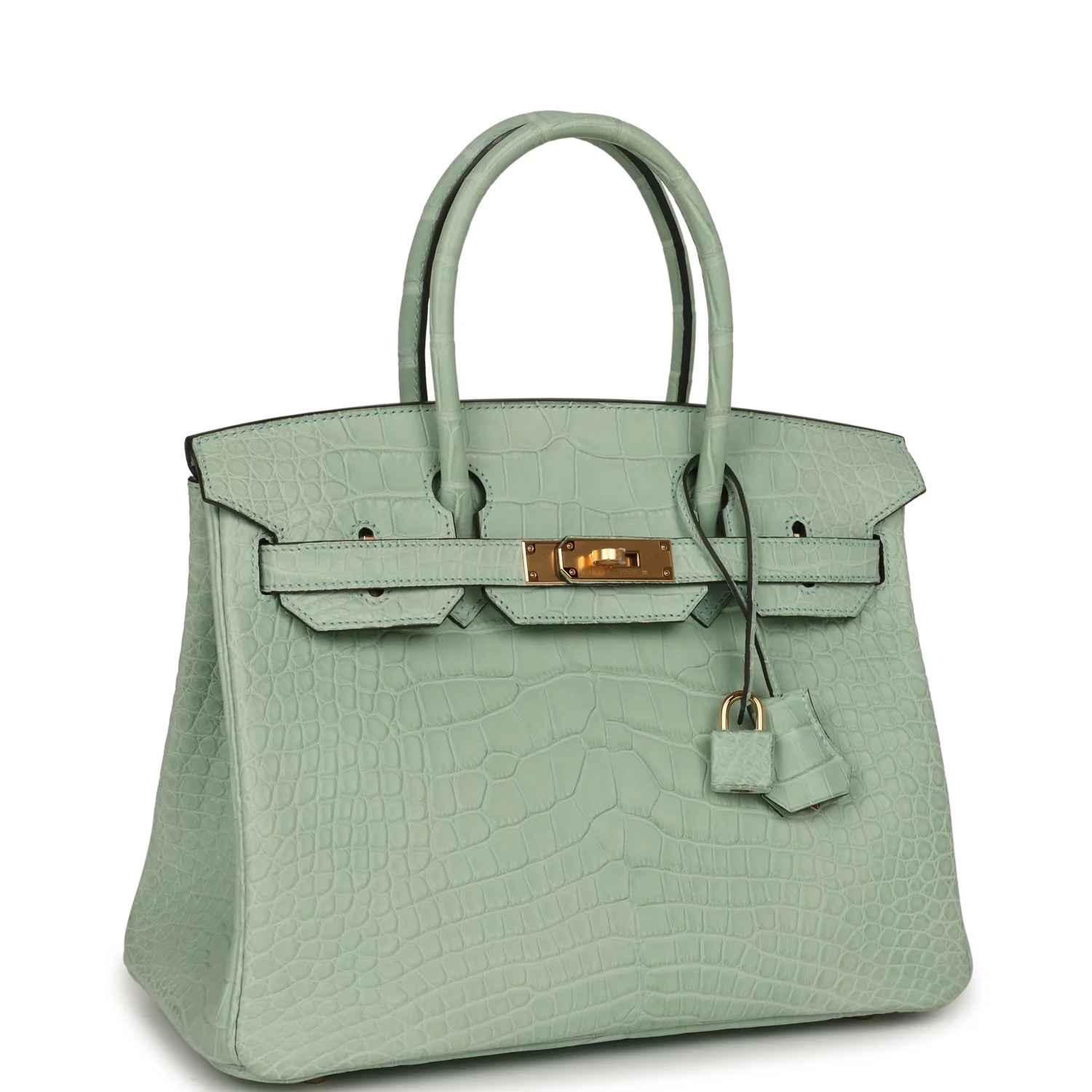 HERMÈS Birkin 30 Vert D'Eau Matte Alligator Gold Hardware