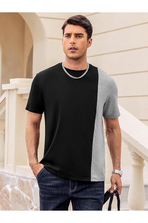 Men's Casual T-Shirts Crewneck Contrast