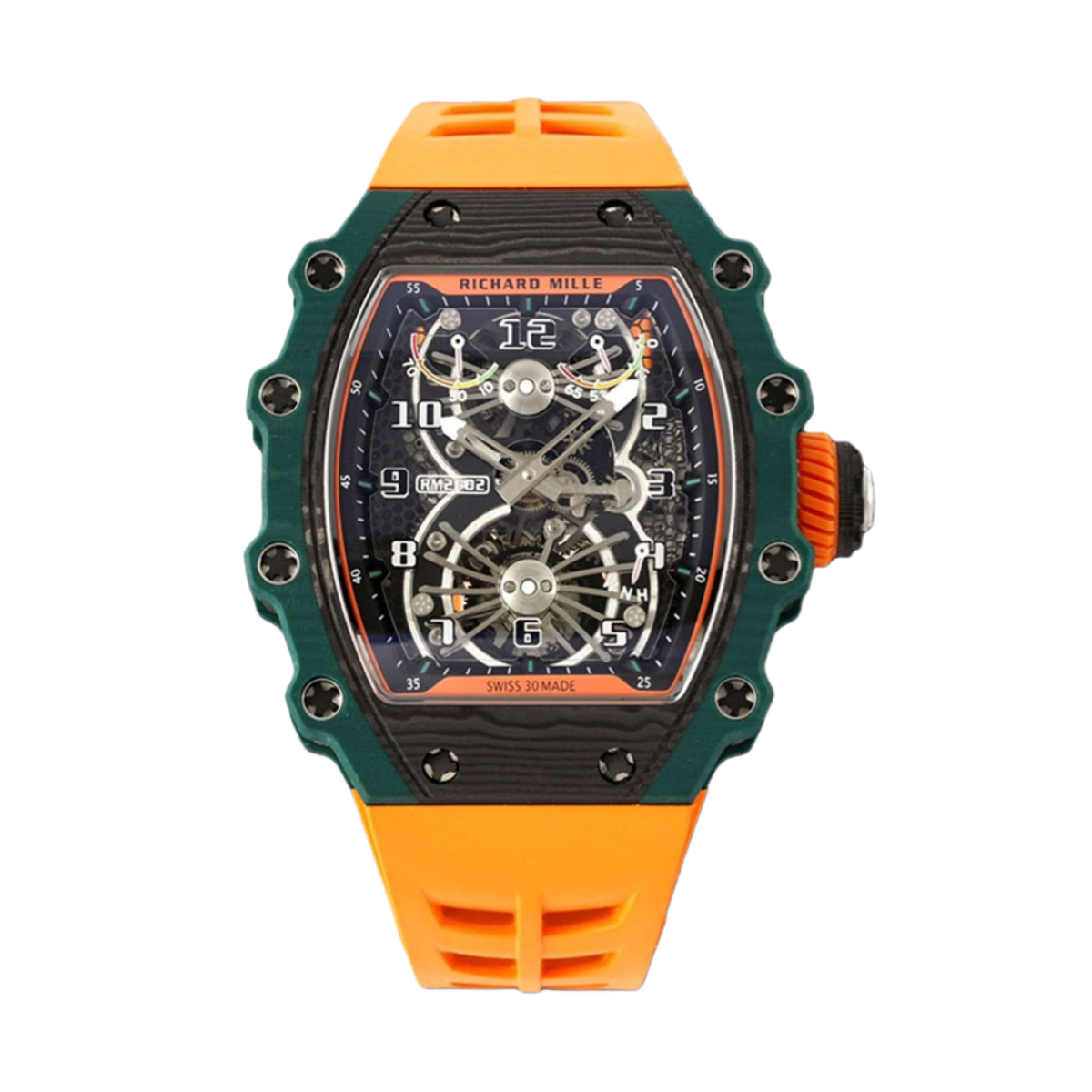 【7A Quality】Best Richard Mille RM 21-01 Tourbillon Aerodyne Replica Watch - Orange Leather Strap