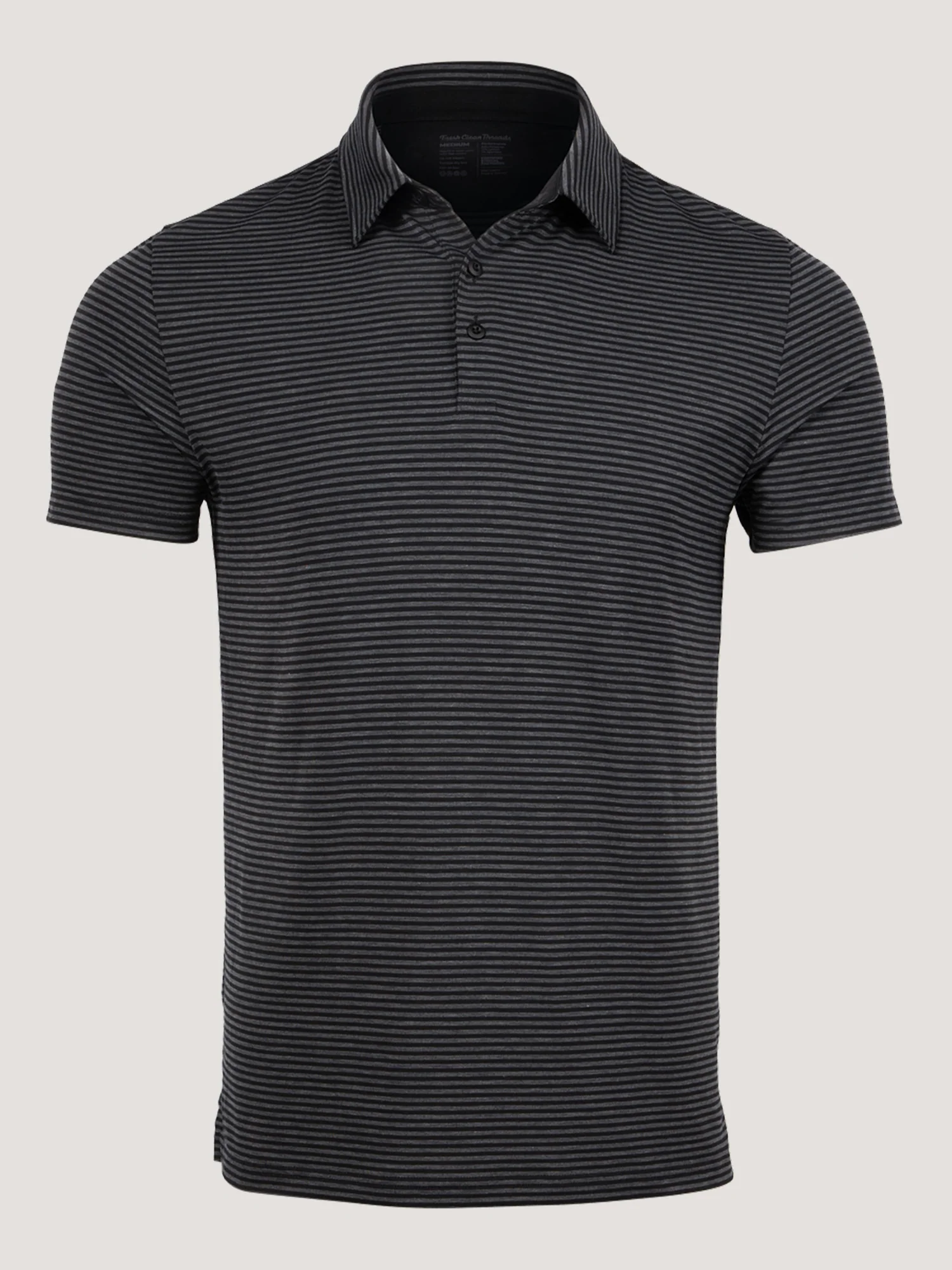 Black + Charcoal Striped Performance Cool Polo
