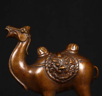 23CM Old Chinese Copper Statue w/camel N4218