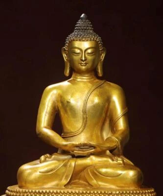 33CM Old Chinese Bronze Statue w/ Buddha N2858