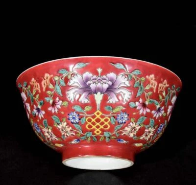 Kangxi Signed Old Chinese Colour Enamel Bowl W/flower N3351