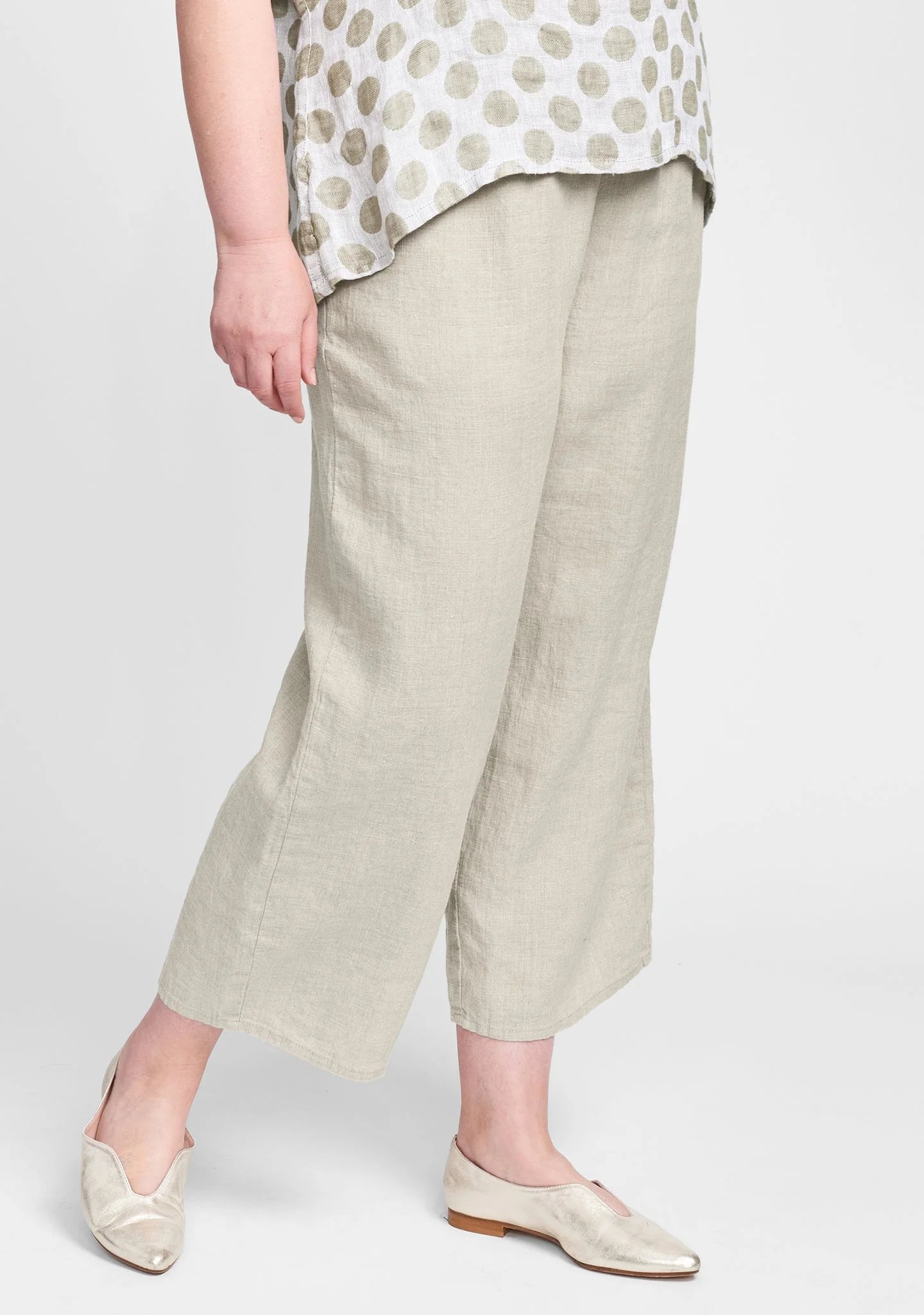 Cotton Linen Pants With Elastic Waist