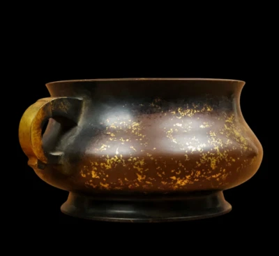 Wubangzuo Signed Old Chinese Red Copper Handmade Incense Burner w/ear N3848