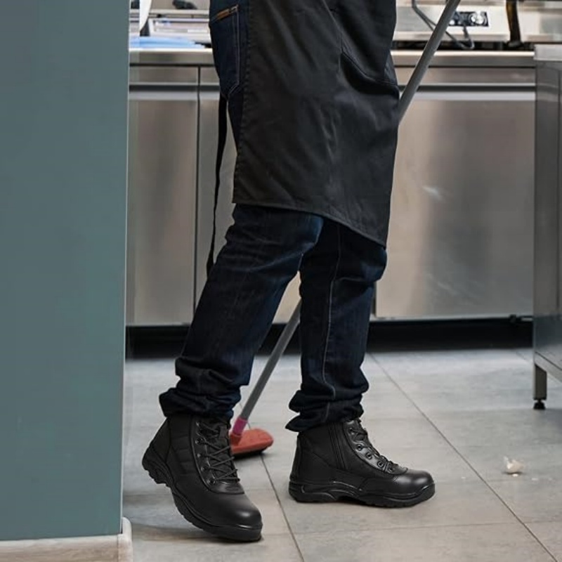 Men's Leather Side Zipper Military Tactical Motorcycle Combat Trooper Boots