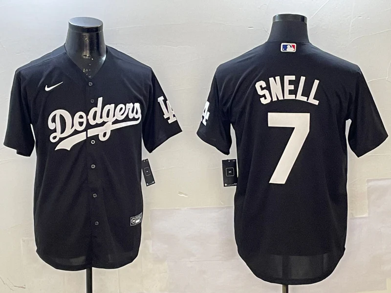 Men's Los Angeles Dodgers Blake Snell #7 Black Replica Player Jersey