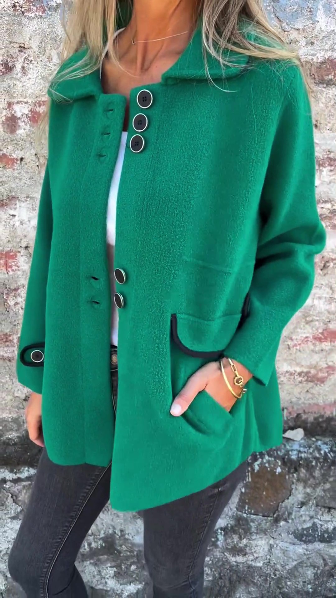 🌲 SALE🔥 Women's Casual Wool Lapel Button Coat