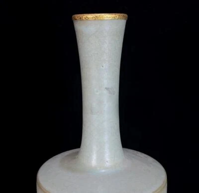 27CM Signed Old Chinese Ru Yao Ru Kiln Vase w/deer N602