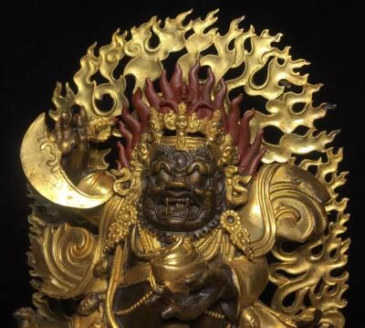 24CM Old Chinese Bronze Gilding Statue Buddha Q687