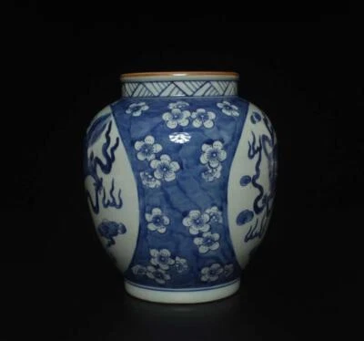 Old Chinese Blue and White Vase W/lion