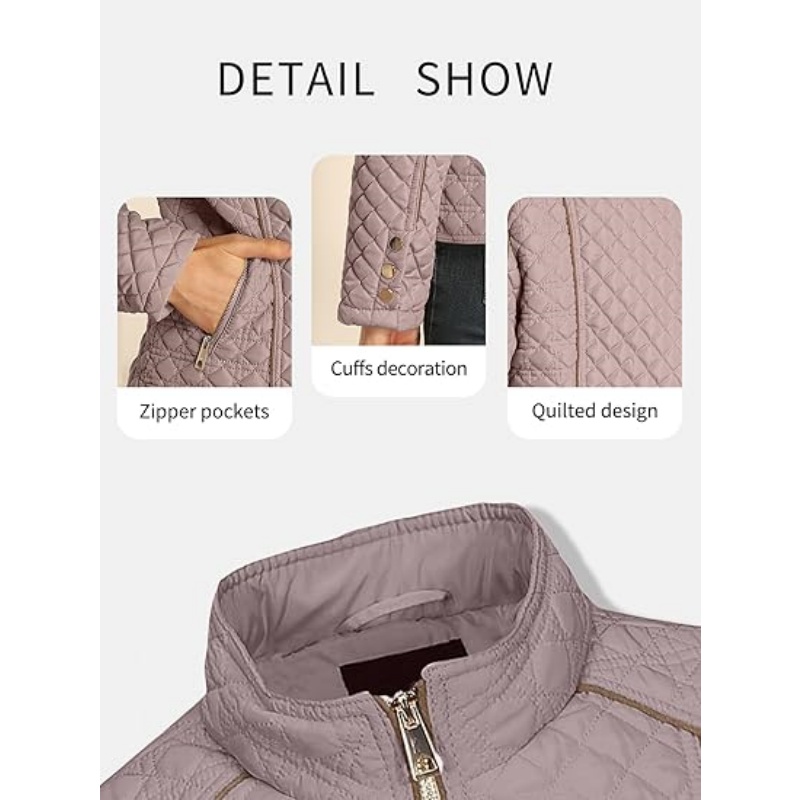 Women's Stand Collar Lightweight Quilted Puffer Jacket