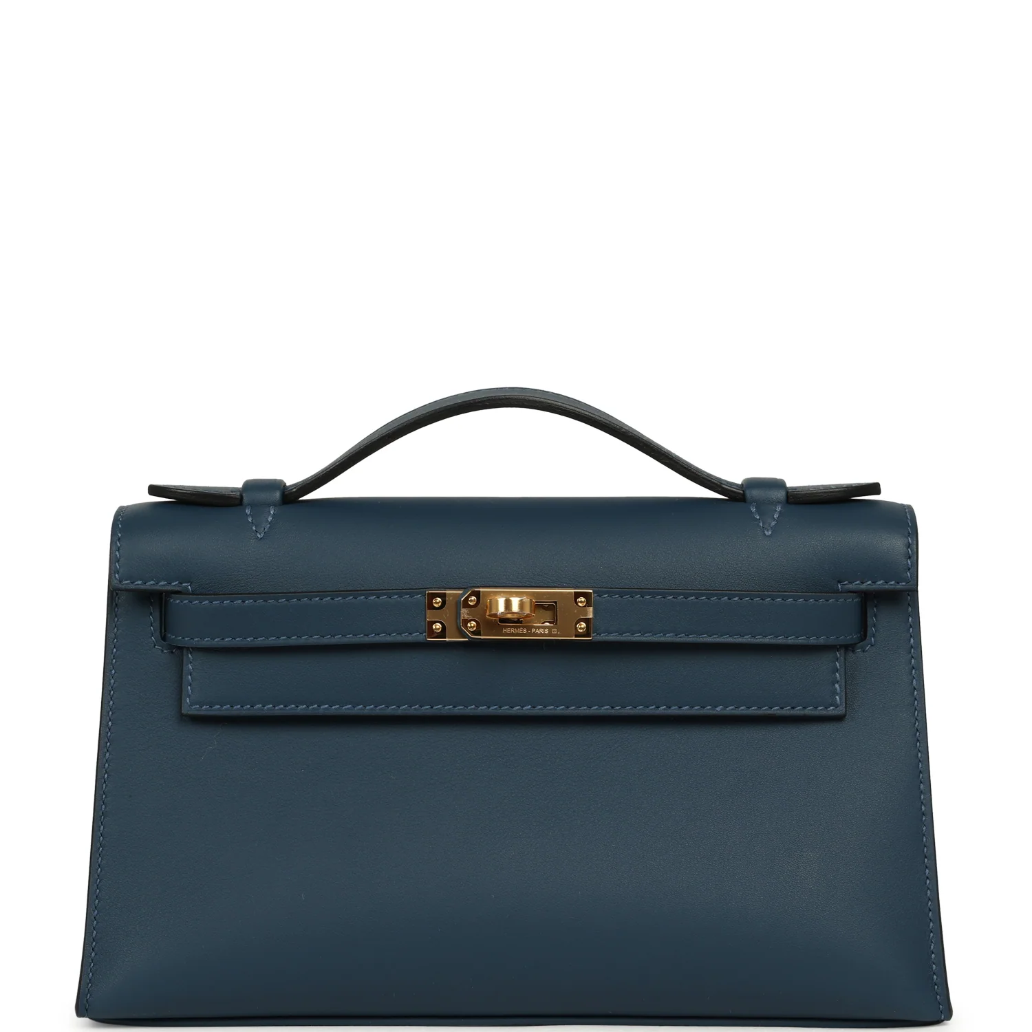 HERMÈS Kelly Pochette Bleu De Prusse Swift Gold Hardware