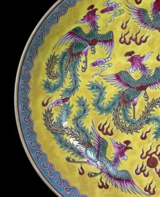 Yongzheng Signed Old Chinese Famille Rose Dish W/phoenix N257