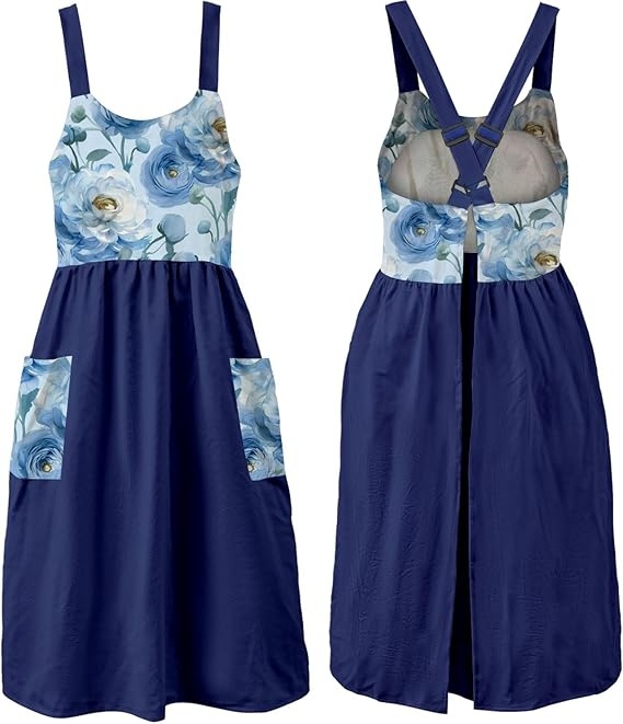 MORWEN Cotton Linen Apron Cross Back Work Apron for Women with Pockets