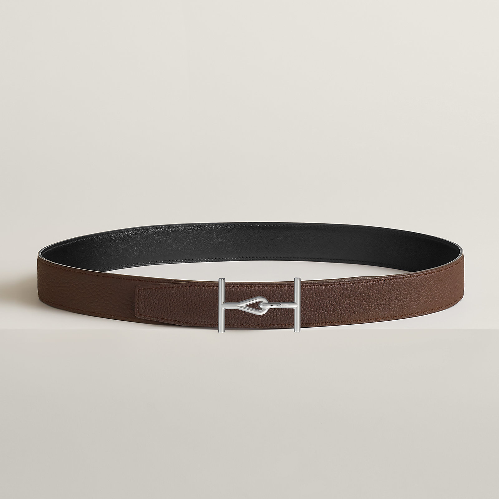 Jumbo belt buckle & Reversible leather strap 32 mm