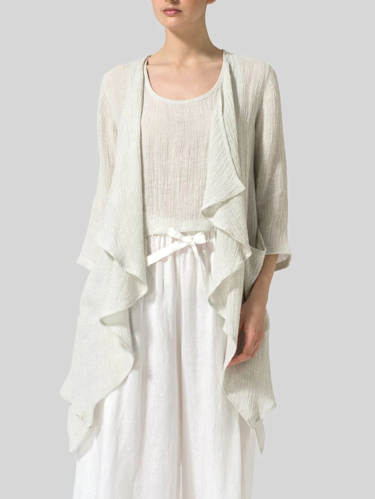 Womens Cotton Linen Waterfall Swing Cardigan