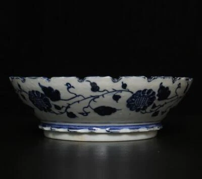 Zhengtong Signed Rare Antique Chinese Blue & White Porcelain Bowl w/fish