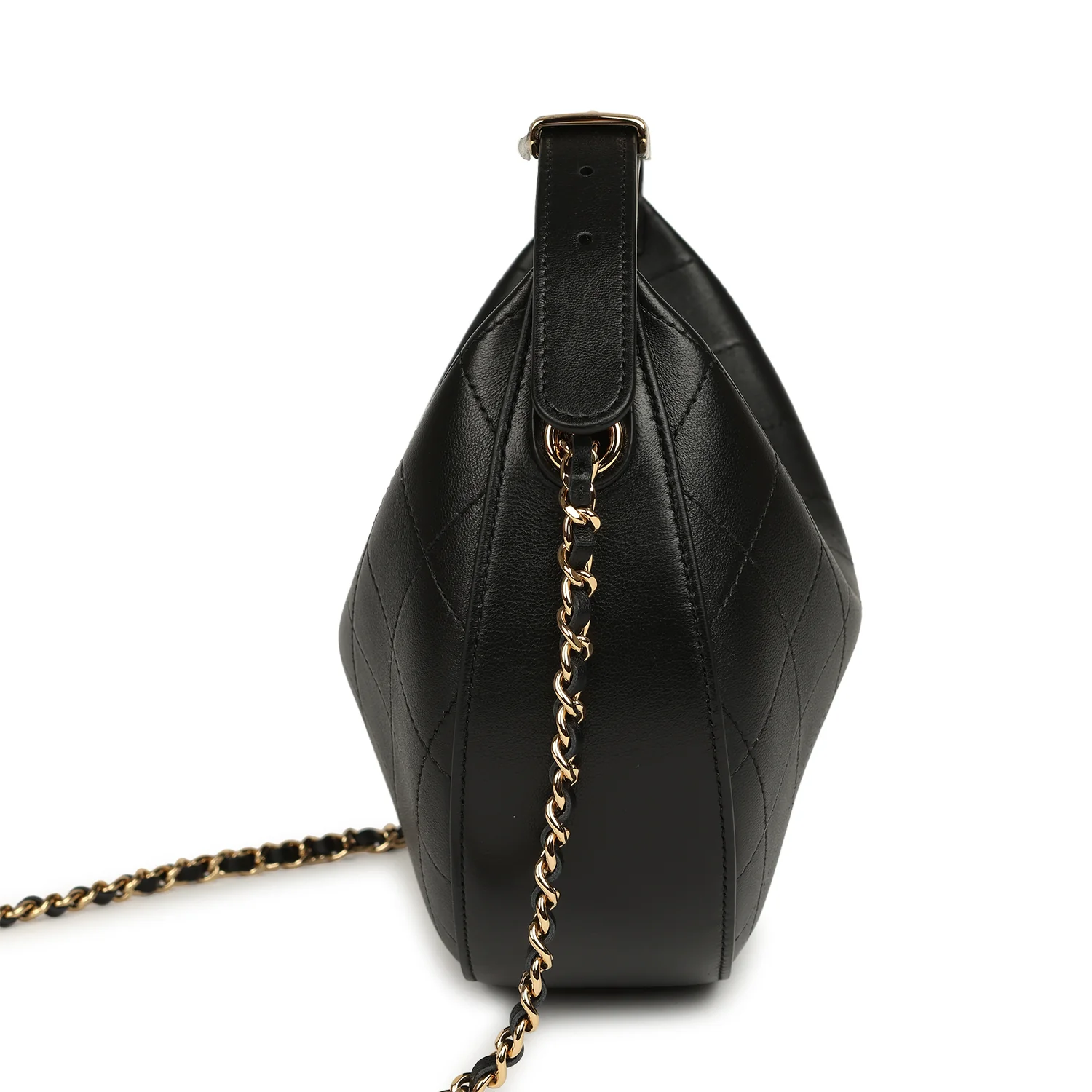 Chanel Top Handle Soft Hobo with Chain Black Lambskin Gold Hardware