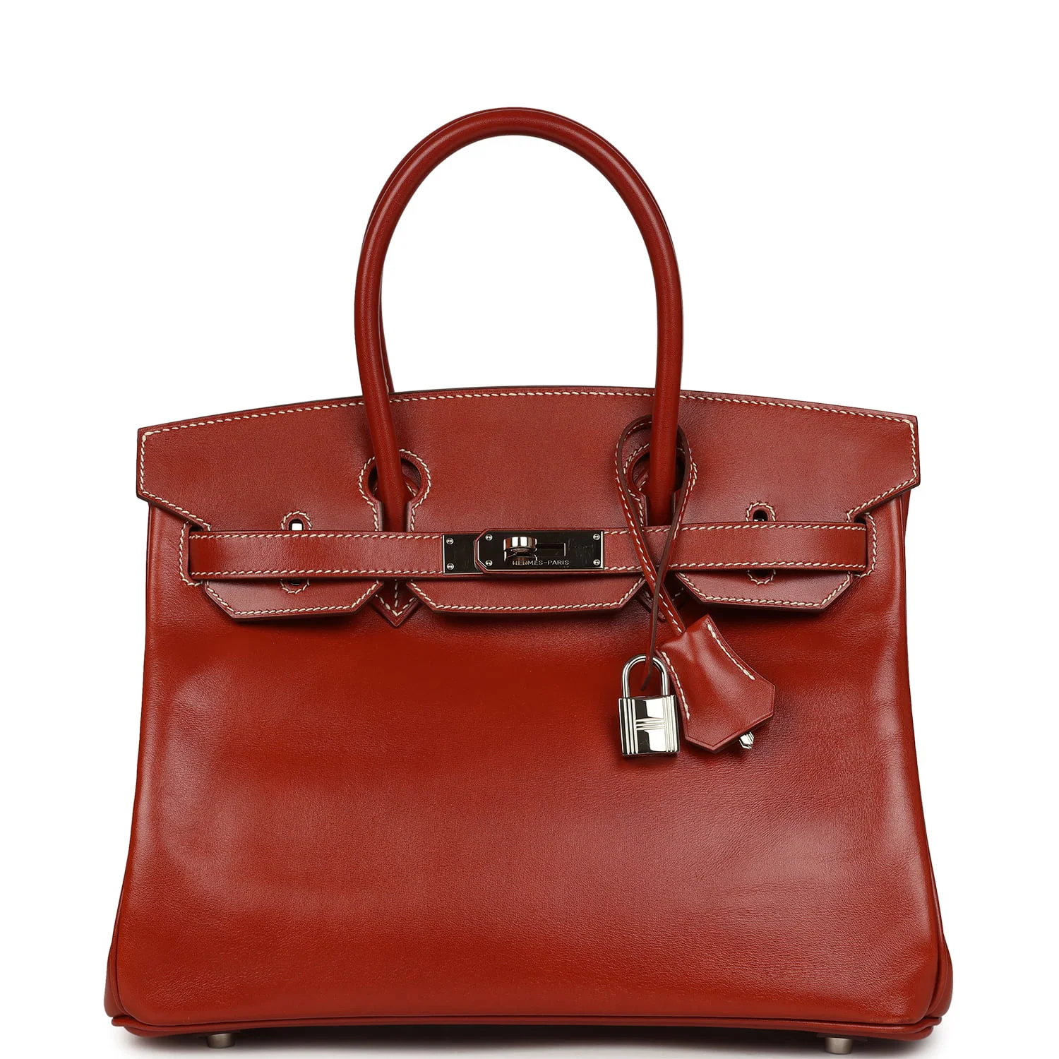 HERMÈS Birkin 30 Brique Box Palladium Hardware
