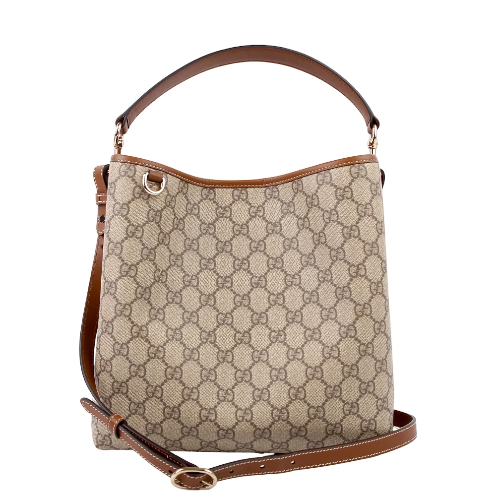 GUCCI 815103 GG Emblem Bucket Medium Brown