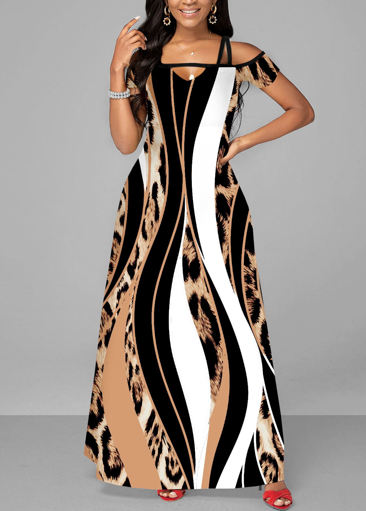 Pocket Leopard Sleeveless Maxi Dress