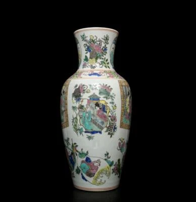 41CM Kangxi Signed Antique Chinese Famille Rose Vase W/figure