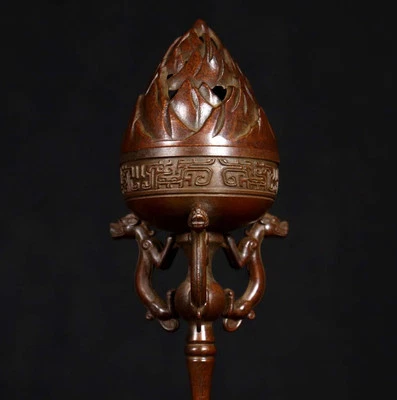 Old Chinese Copper Incense Burner w/hill N4210