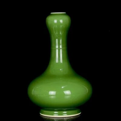 31CM Yongzheng Signed Old Chinese Green Glaze Vase CK12